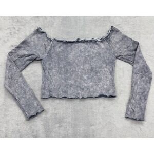 Aeropostale‎ Seamless Off The Shoulder Ribbed Crop Top Long Sleeve Size L